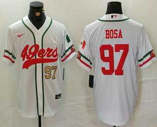 Men%27s San Francisco 49ers #97 Nick Bosa Number White Mexico Cool Base Stitched Baseball Jersey->san francisco 49ers->NFL Jersey